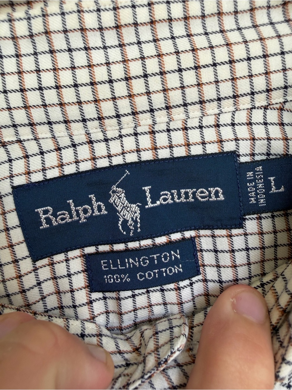 Polo Ralph Lauren Ellington Button Down Shirt Mens Large Checkered 100% Cotton - Picture 5 of 8